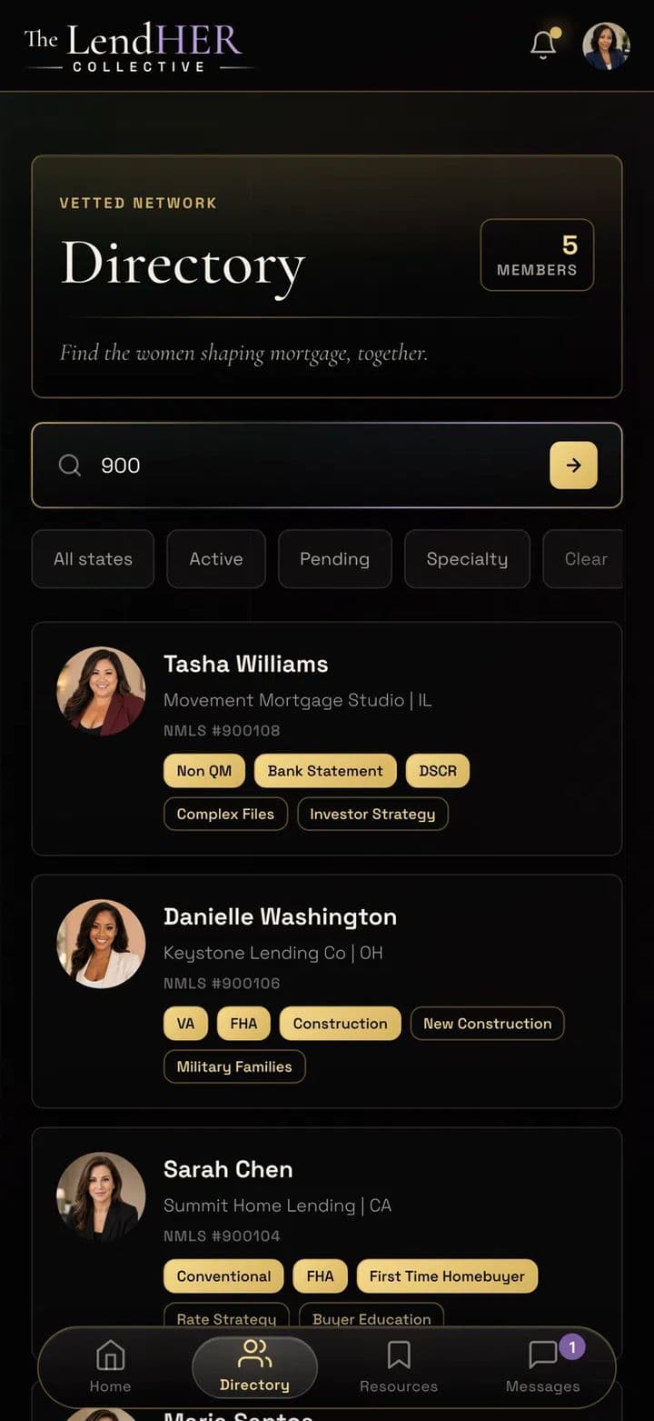 TLC App directory screen