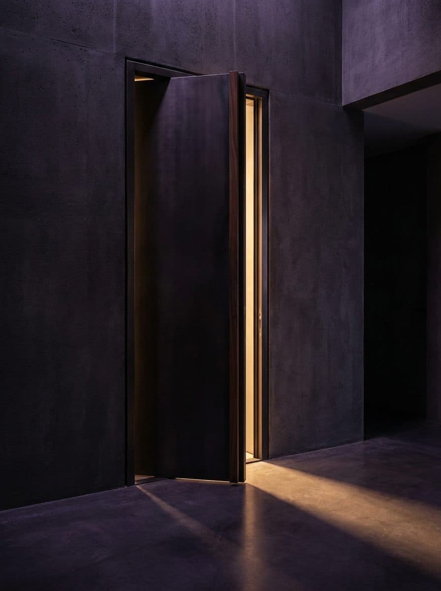 An open door with golden light